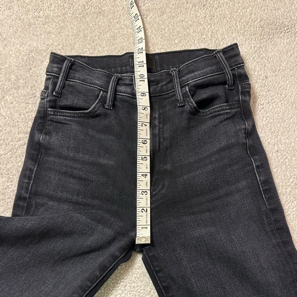 MOTHER The Hustler Ankle Fray Jeans Black Encounters at Night Raw Hem Boot - Picture 9 of 16